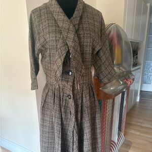Vintage Brown and White Tweed Dress
